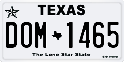 TX license plate DOM1465