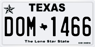 TX license plate DOM1466