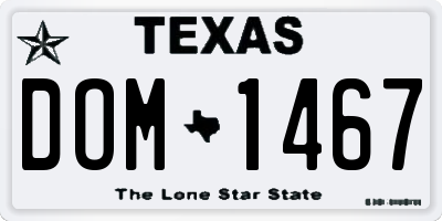 TX license plate DOM1467