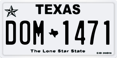 TX license plate DOM1471