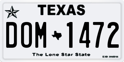 TX license plate DOM1472