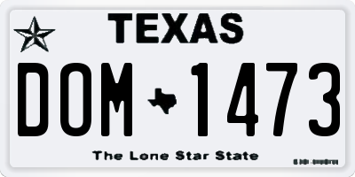 TX license plate DOM1473