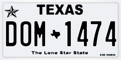 TX license plate DOM1474