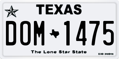 TX license plate DOM1475