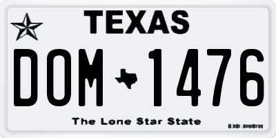 TX license plate DOM1476