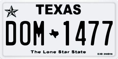 TX license plate DOM1477