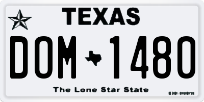 TX license plate DOM1480