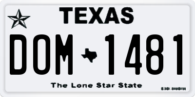 TX license plate DOM1481