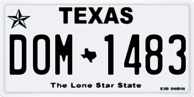 TX license plate DOM1483