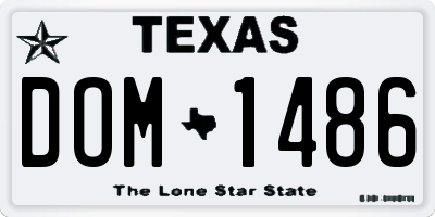 TX license plate DOM1486