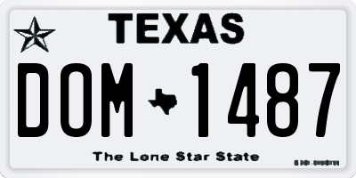TX license plate DOM1487