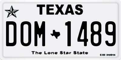 TX license plate DOM1489