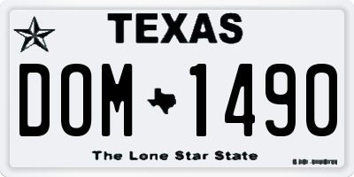 TX license plate DOM1490