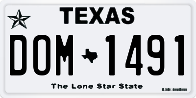 TX license plate DOM1491