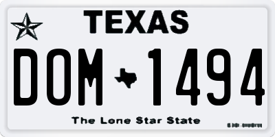 TX license plate DOM1494