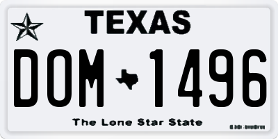 TX license plate DOM1496