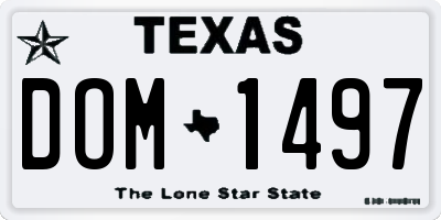 TX license plate DOM1497