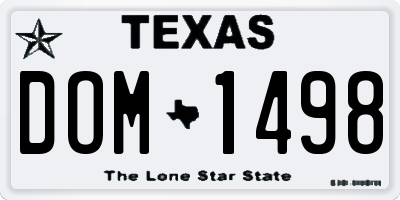 TX license plate DOM1498