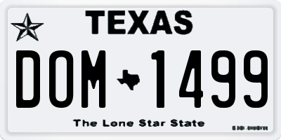 TX license plate DOM1499