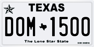 TX license plate DOM1500