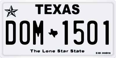 TX license plate DOM1501