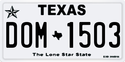 TX license plate DOM1503