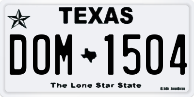 TX license plate DOM1504