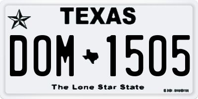TX license plate DOM1505