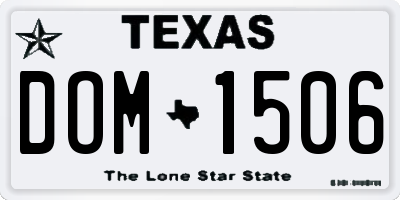 TX license plate DOM1506