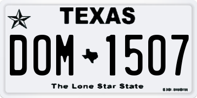 TX license plate DOM1507