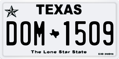 TX license plate DOM1509