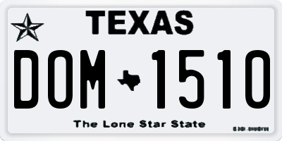 TX license plate DOM1510