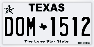 TX license plate DOM1512
