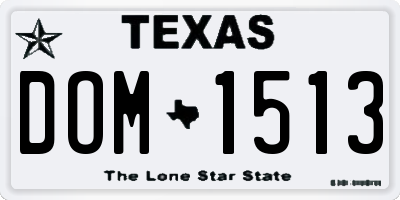 TX license plate DOM1513