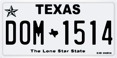 TX license plate DOM1514