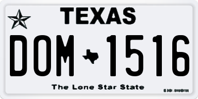 TX license plate DOM1516