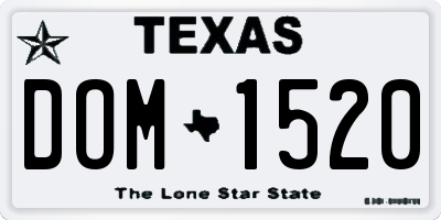 TX license plate DOM1520