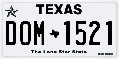 TX license plate DOM1521