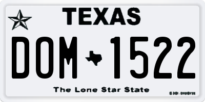 TX license plate DOM1522
