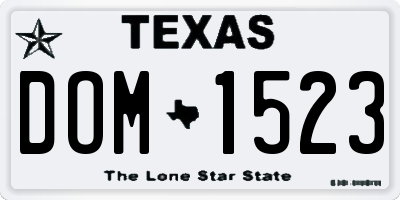 TX license plate DOM1523