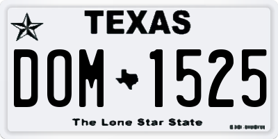 TX license plate DOM1525