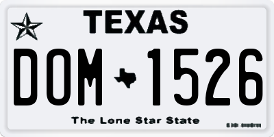 TX license plate DOM1526