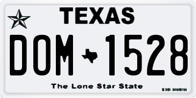 TX license plate DOM1528
