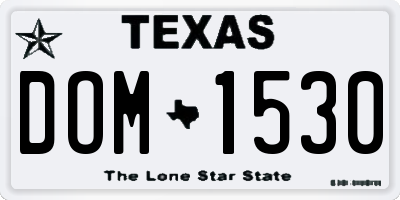 TX license plate DOM1530