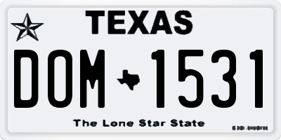 TX license plate DOM1531