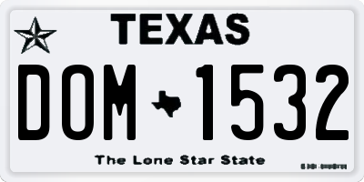 TX license plate DOM1532