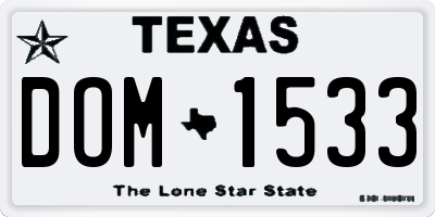 TX license plate DOM1533