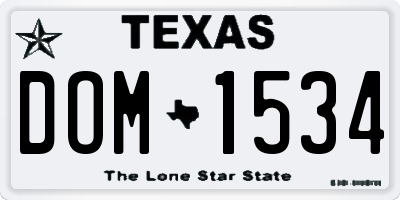 TX license plate DOM1534