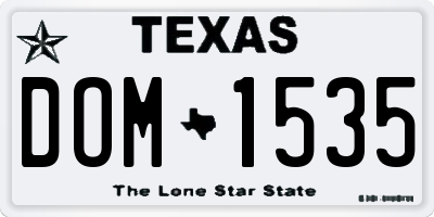 TX license plate DOM1535