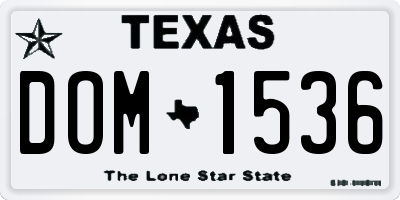 TX license plate DOM1536